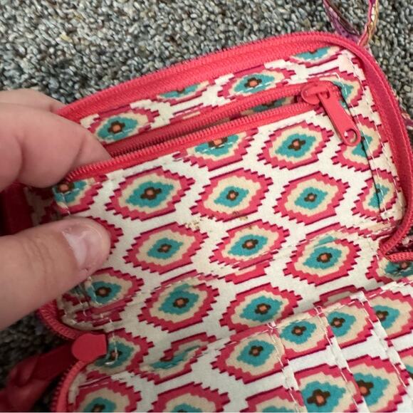 Vera Bradley Call Me Coral Pink Coin Purse Wristlet w/ Zipper & Clear Card Slot - Picture 7 of 14